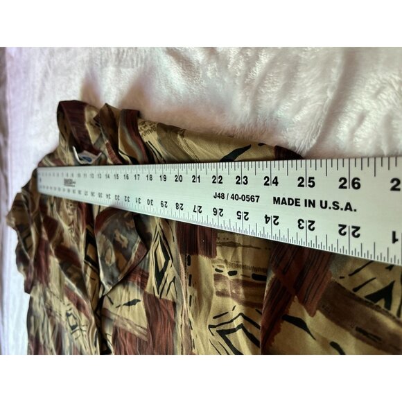 Vintage Ship N Shore Womens Geometric Button-Up Shirt 2X Brown USA Made Casual - Picture 6 of 9